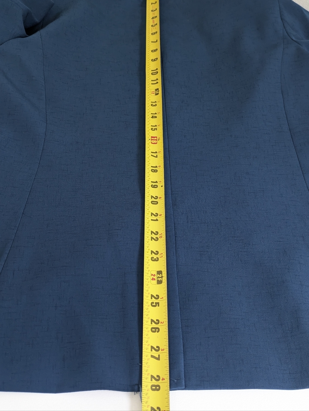 DKNY Women Blazer Jacket Teal Size 14 Gold Logo 3/4 Sleeves Classic Business EUC - Picture 12 of 13